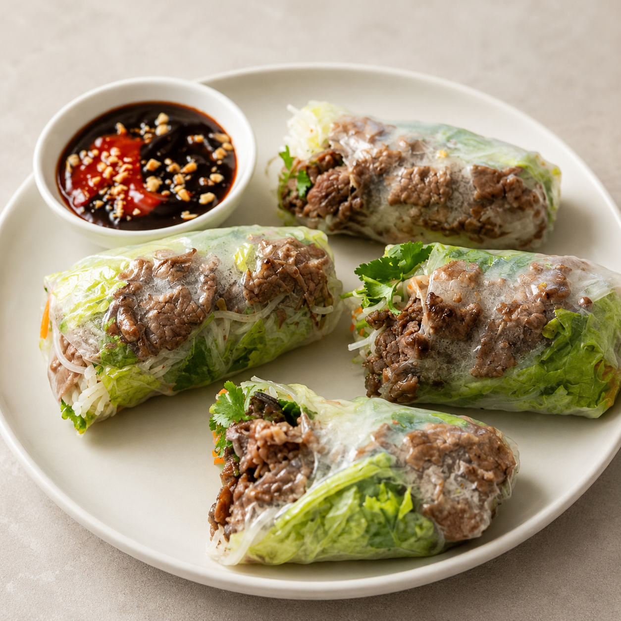 Beef summer rolls